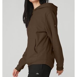 NEW ALO Yoga Renown Heavy Weight Hoodie in Espresso Brown | size Oversized XS
